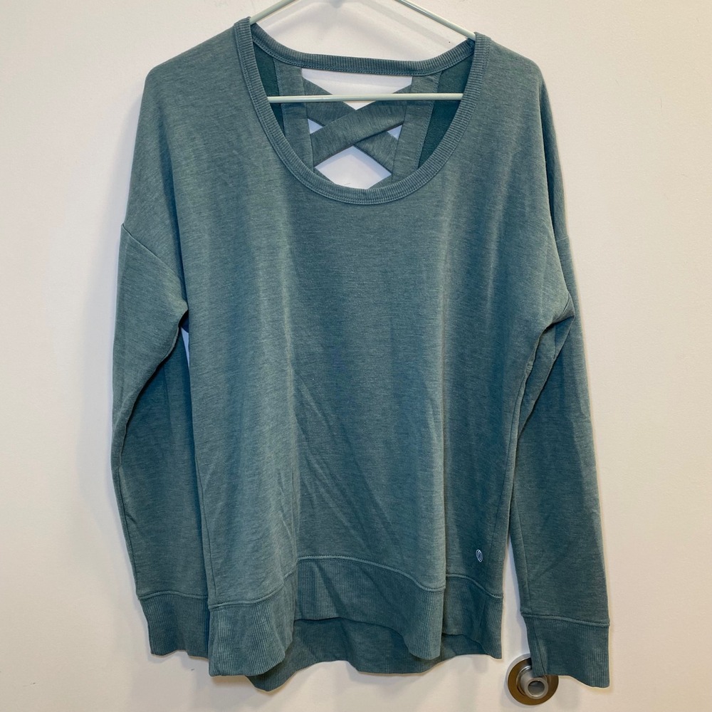 Balance Collection Sweatshirt W Medium Teal Strappy Back Active Athleisure Yoga